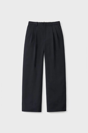 Wool Two Pleated Wide Pants_Dark Navy