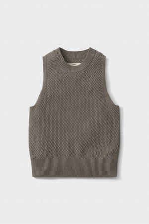 Cotton Knit Vest_Light Khaki