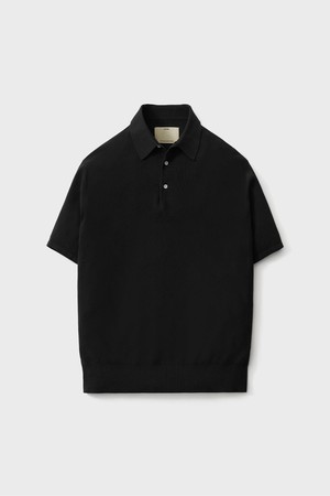 Short Sleeve Comfort Polo Knit - Black