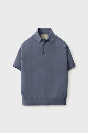 Short Sleeve Comfort Polo Knit - Fade Blue