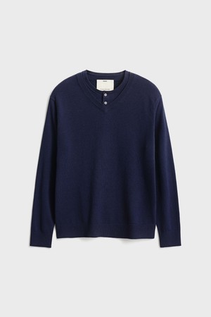 Double Layered Henryneck Knit_Navy