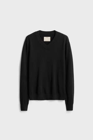 Mid Weight V Neck Knit_Black