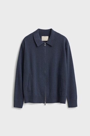 Comfort Polo Cardigan_Melange Navy