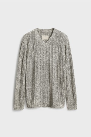 Organic Cotton Tweed V-neck Knit_Ivory