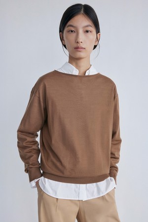 Boat Neck Knit_Light Brown