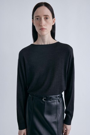 Boat Neck Knit_Charcoal