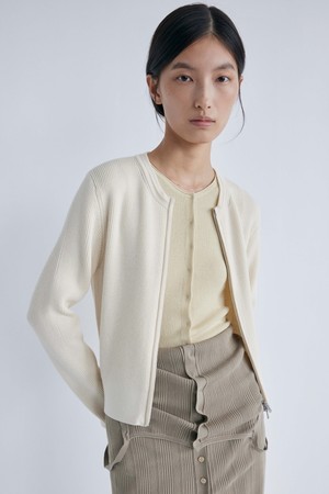 Zip Up Knit Jacket_Ivory