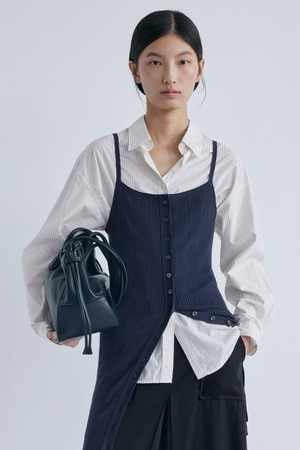 Sleeveless Button Knit Dress_Midnight Navy