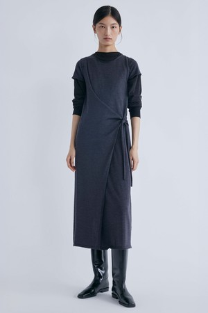 Drape Knit Dress_Charcoal Gray