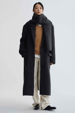 Alpaca Wool Single Breasted Coat_Charcoal