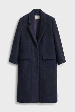Alpaca Wool Single Breasted Coat_Dark Navy