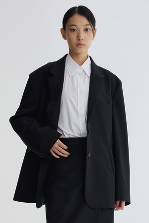 Wool Blend Oversized Tailored Jacket_Black