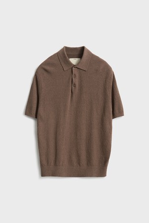 Short Sleeve Boucle Polo Knit_Tobacco