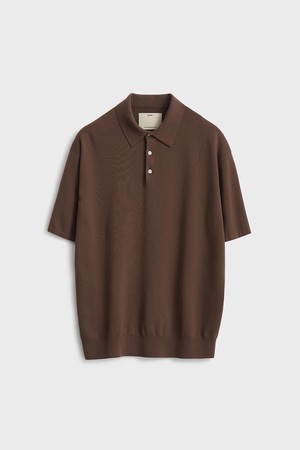 Short Sleeve Comfort Polo Knit_Tobacco