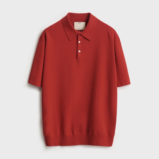 Short Sleeve Comfort Polo Knit_Red