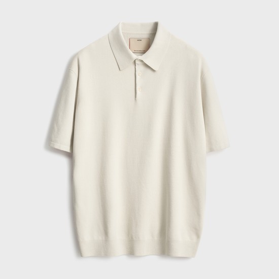 Short Sleeve Comfort Polo Knit_Ivory