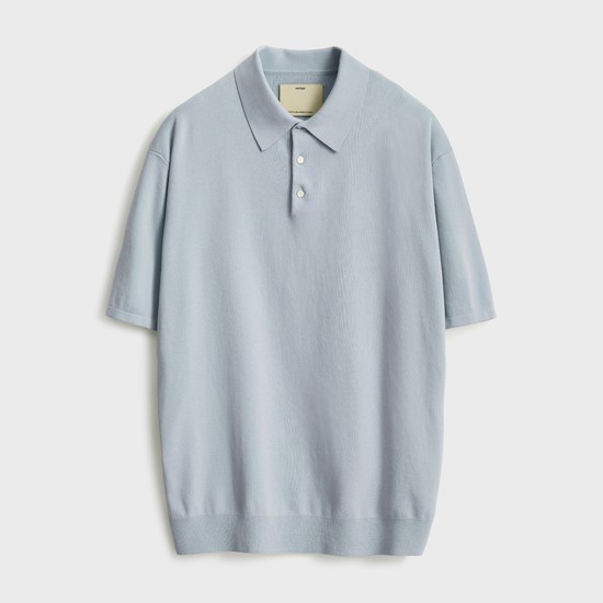 Short Sleeve Comfort Polo Knit_Silver Gray