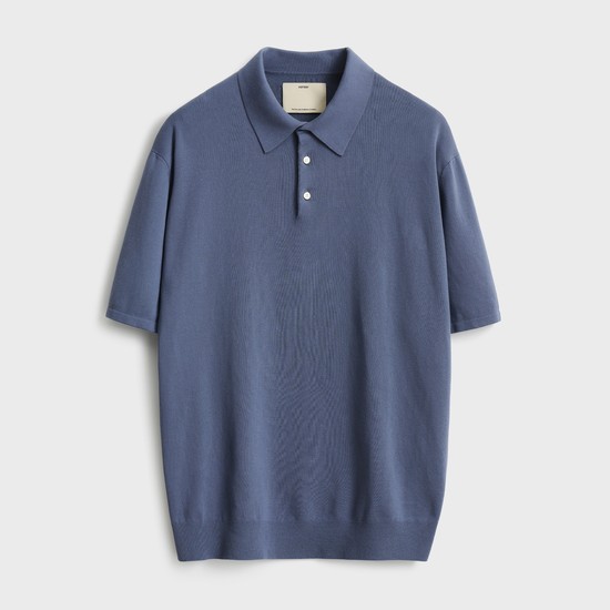 Short Sleeve Comfort Polo Knit_Fade Blue