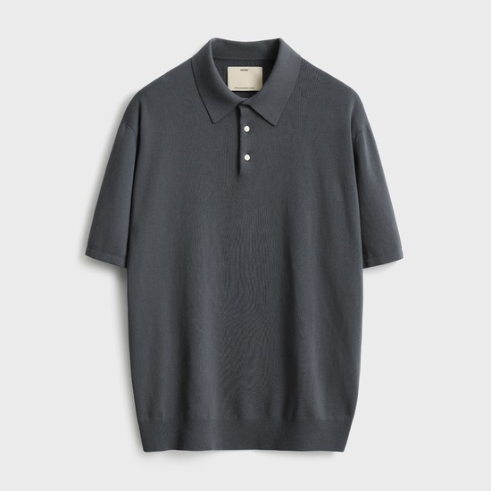 Short Sleeve Comfort Polo Knit_Charcoal