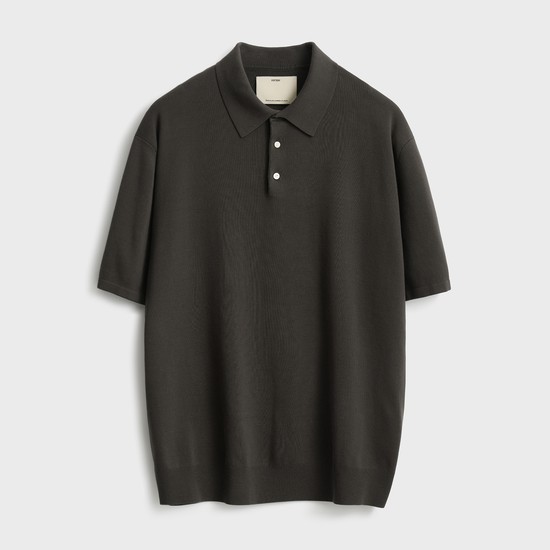 Short Sleeve Comfort Polo Knit_Brown