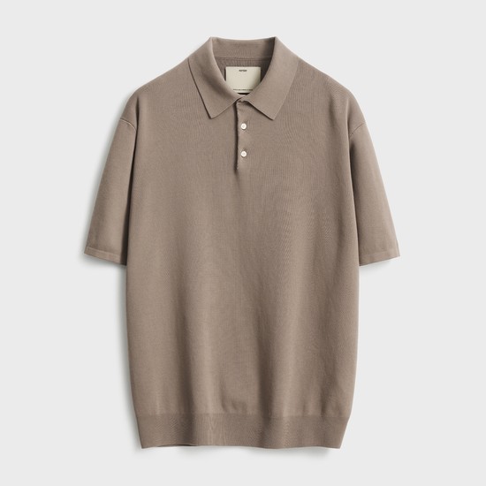 Short Sleeve Comfort Polo Knit_Beige