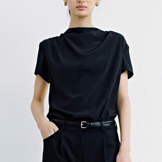Cowl Neck Blouse_Black