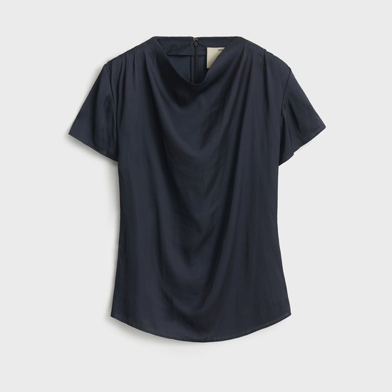 Cowl Neck Blouse_Navy