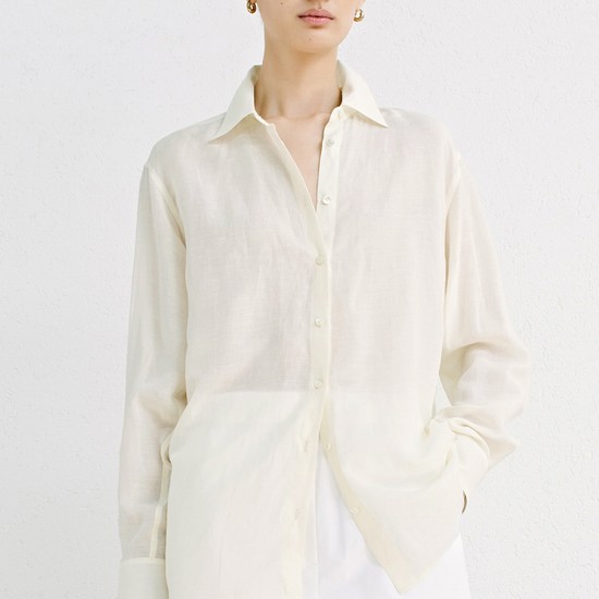 Loosed Sheer Shirts_Ivory