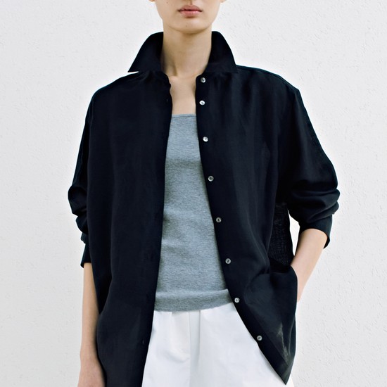 Loosed Sheer Shirts_Navy