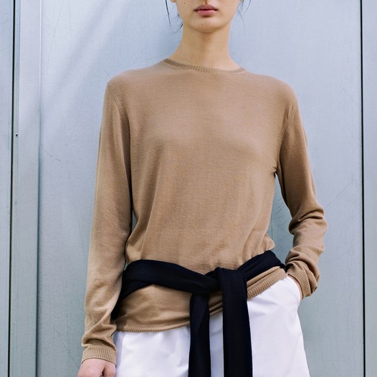 Wool Blended Crewneck Knit_Beige