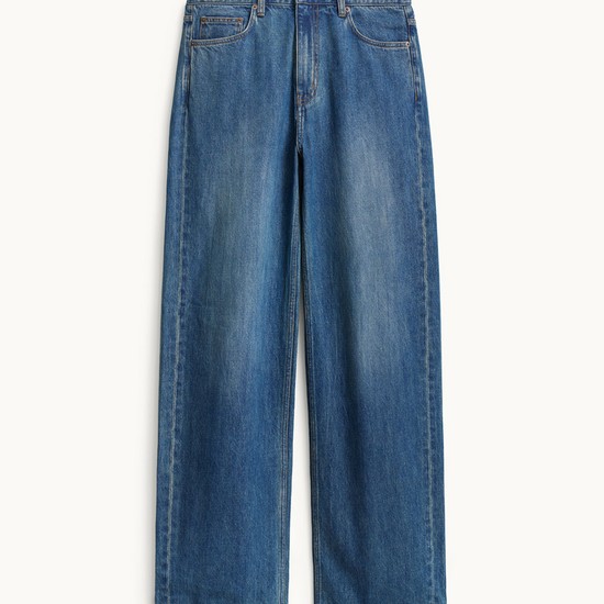 Relaxed Straight Denim Pants_Mid Blue