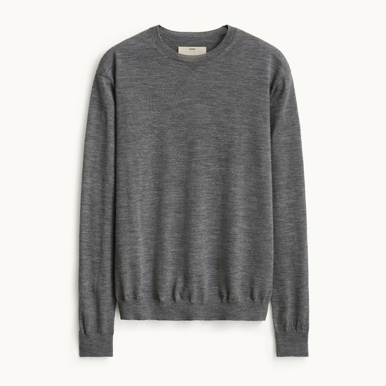 Super Fine Wool Crewneck Knit_Melange Gray