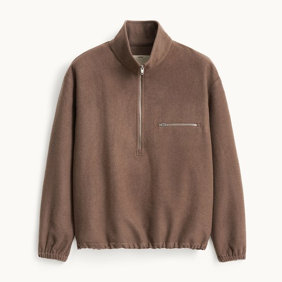 Wool Jersey Half Zip-Up_Taupe