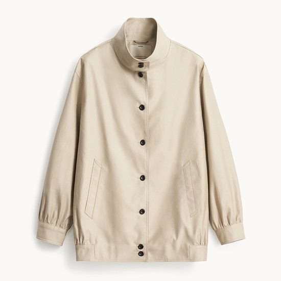 Cotton High Neck Blouson_Light Beige