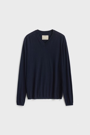 Air Cotton V-neck Knit_Dark Navy
