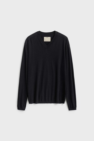Air Cotton V-neck Knit_Black