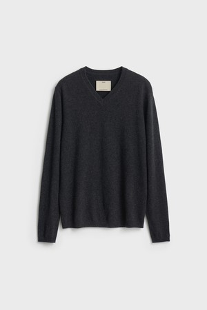 Cashmere V Neck Knit_Charcoal