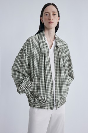 Shirring Blouson_Green Check