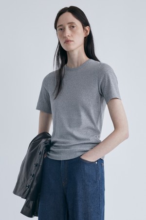 Short Sleeve Compact T-Shirt_Melange Gray