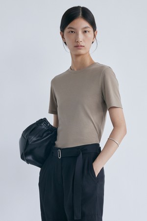 Short Sleeve Compact T-Shirt_Beige