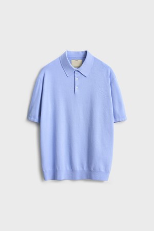 Short Sleeve Comfort Polo Knit_Sax Blue