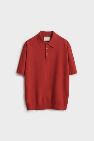 Short Sleeve Comfort Polo Knit_Red