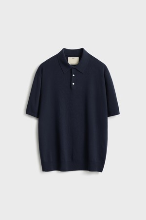 Short Sleeve Comfort Polo Knit_Navy