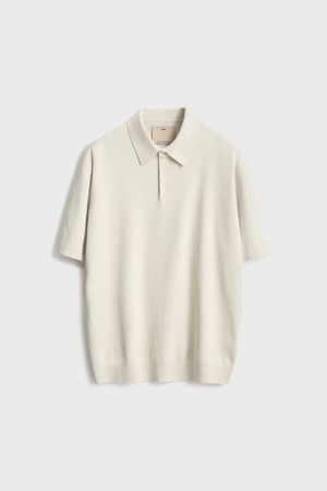 Short Sleeve Comfort Polo Knit_Ivory