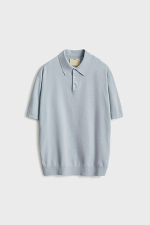 Short Sleeve Comfort Polo Knit_Silver Gray