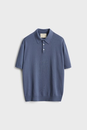 Short Sleeve Comfort Polo Knit_Fade Blue