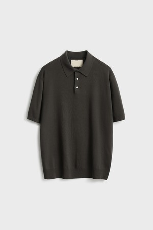 Short Sleeve Comfort Polo Knit_Brown