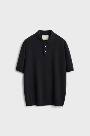 Short Sleeve Comfort Polo Knit_Black