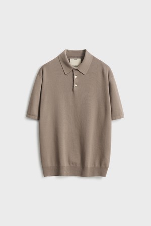 Short Sleeve Comfort Polo Knit_Beige