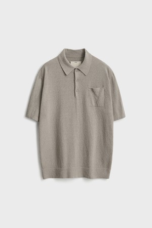 Short Sleeve Boucle Polo Knit_Light Beige